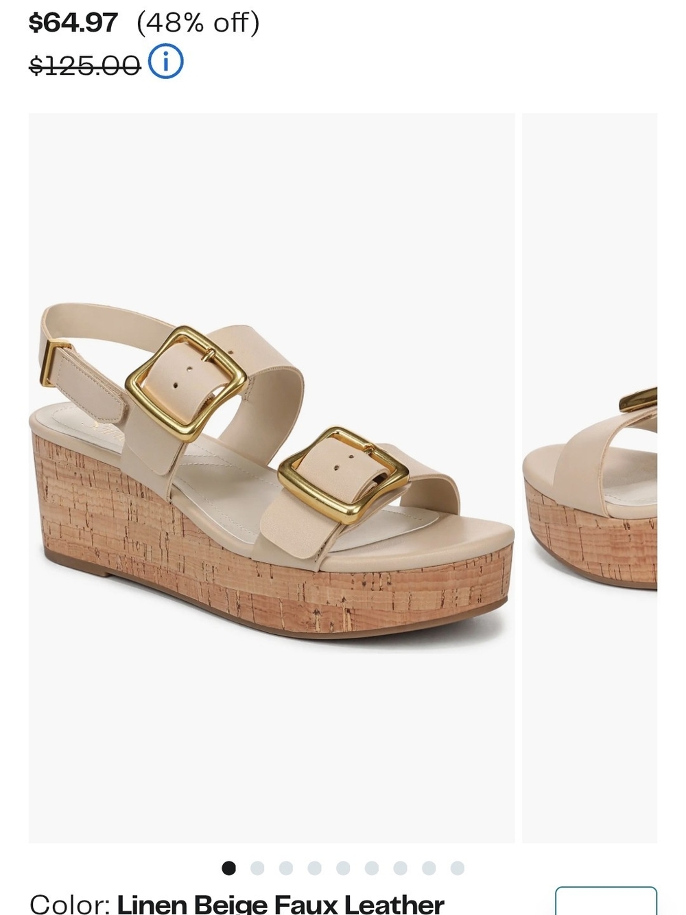 Franco Sarto Paizlee Platform Wedge Sandal Linen Beige Size 8 NWOT